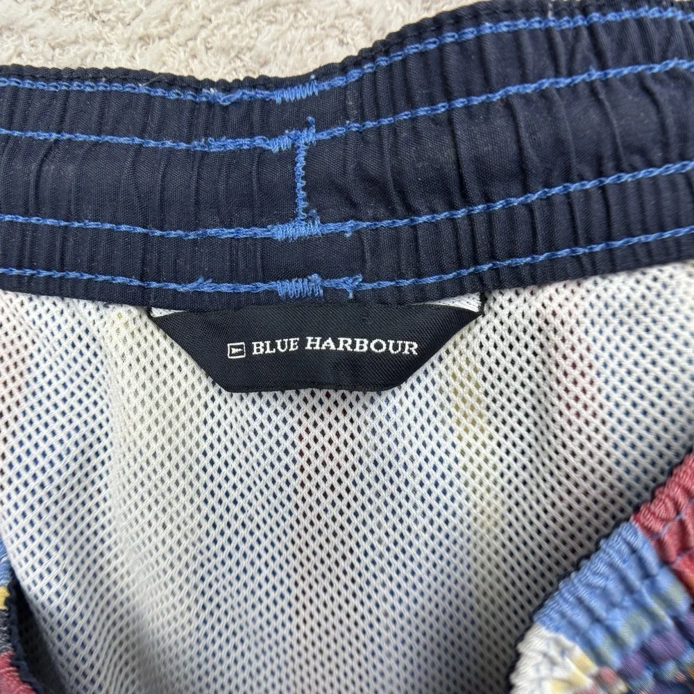 Blue Harbour Swim Trunks Mens XL (39-41) Red Plaid Lined 6.5
